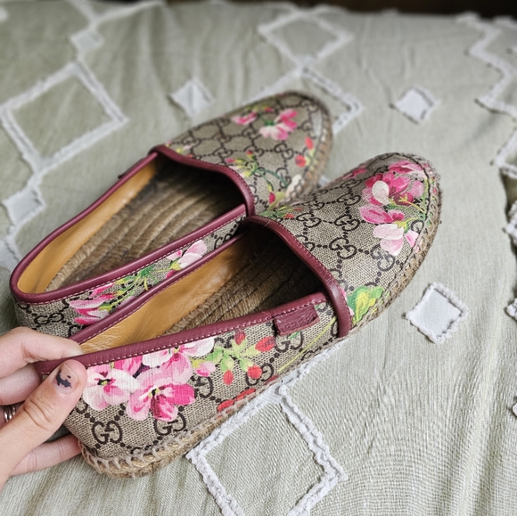 FLASH SALE❗️Gucci GG Bloom Floral Print Logo Monogram Canvas Espadrilles Slip … - Picture 7 of 16